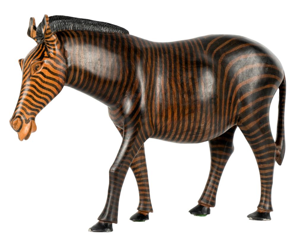 AFRICAN PAINTED CARVED WOOD ZEBRA