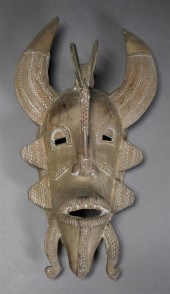 AFRICAN PATINATED METAL MASKAf