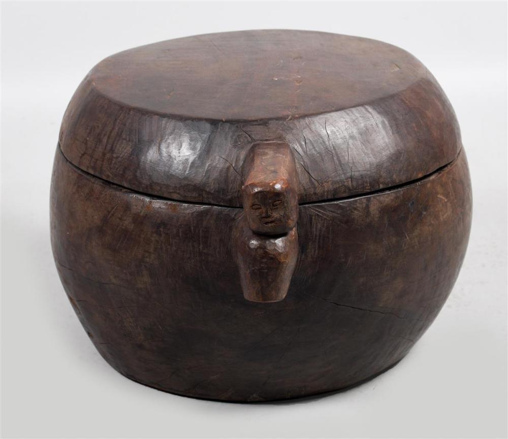 AFRICAN ROUGH HEWN LIDDED WOODEN