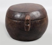 AFRICAN ROUGH HEWN LIDDED WOOD