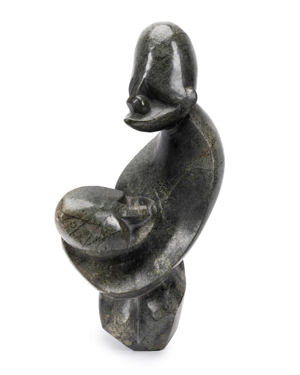 AFRICAN SCHOOL SIGNED HARDSTONE