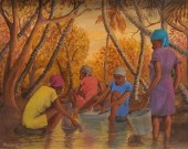 AFRICAN SCHOOL, WOMEN WASHING,