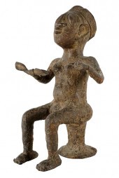 AFRICAN SEATED BRONZE FIGUREPr