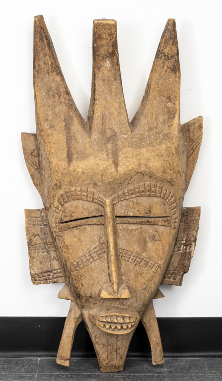 AFRICAN SENUFO LARGE WOOD MASK,