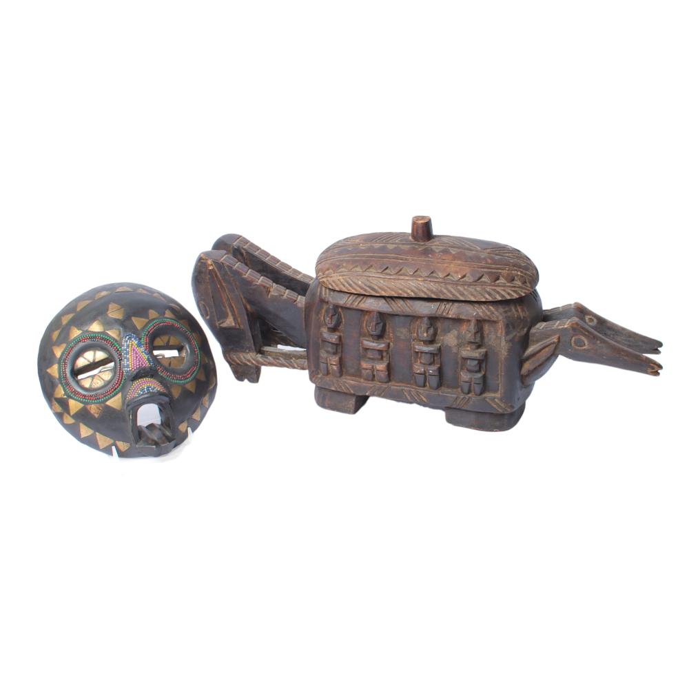AFRICAN TRIBAL CARVED WOOD 2PC: