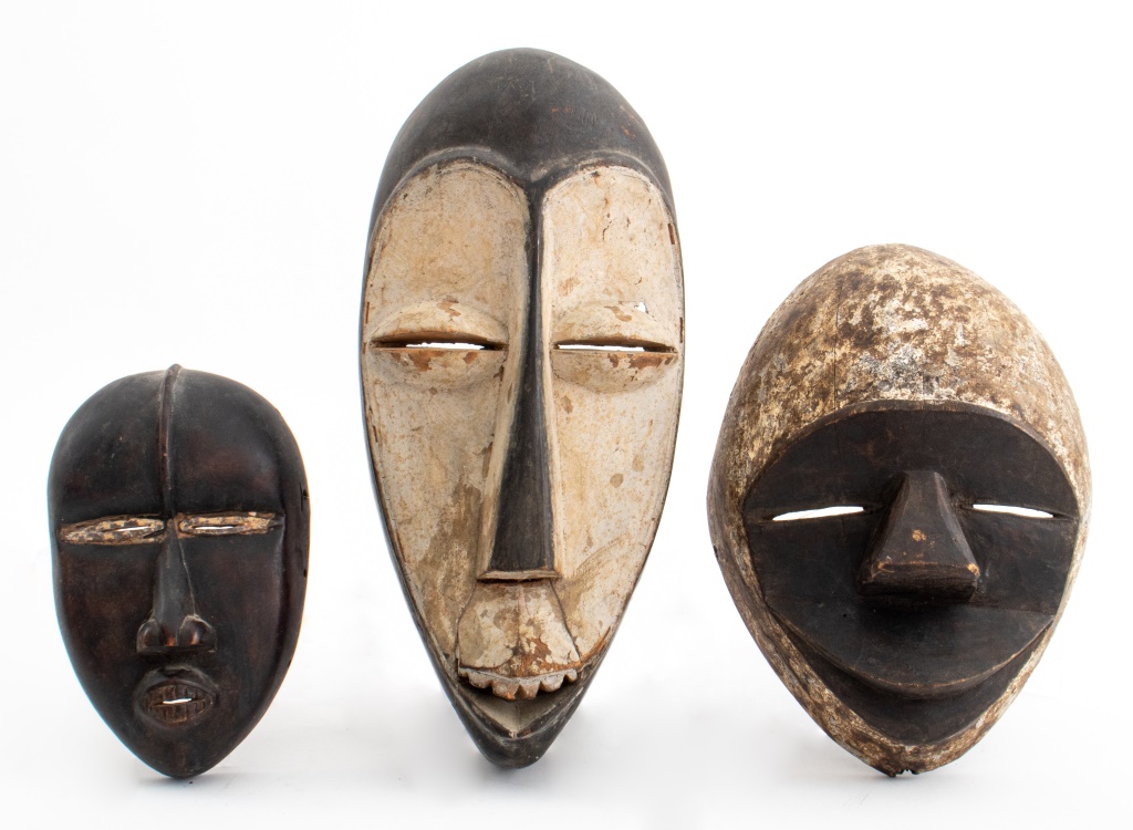 AFRICAN TRIBAL CARVED WOOD MASKS,