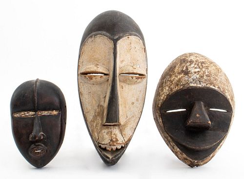 AFRICAN TRIBAL CARVED WOOD MASKS,