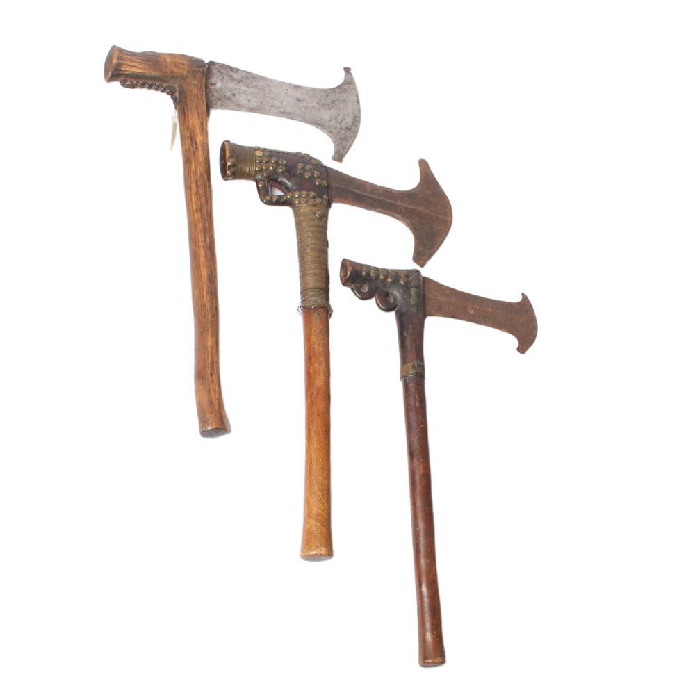 AFRICAN WEAPONRY; 3 CEREMONIAL AXES