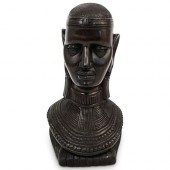 AFRICAN WOOD FEMALE BUST FIGUR