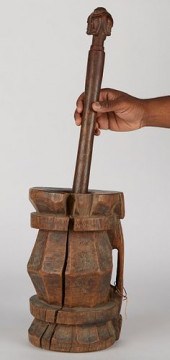AFRICAN WOODEN MORTAR AND PEST