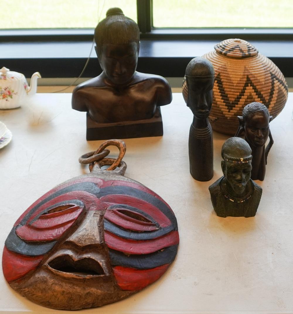 AFRICAN WOVEN BASKET, DECORATE WOOD
