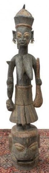 AFRICAN YORUBA CARVED WOOD MAT