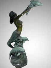 AFTER A.MONREAU BRONZE MERMAID