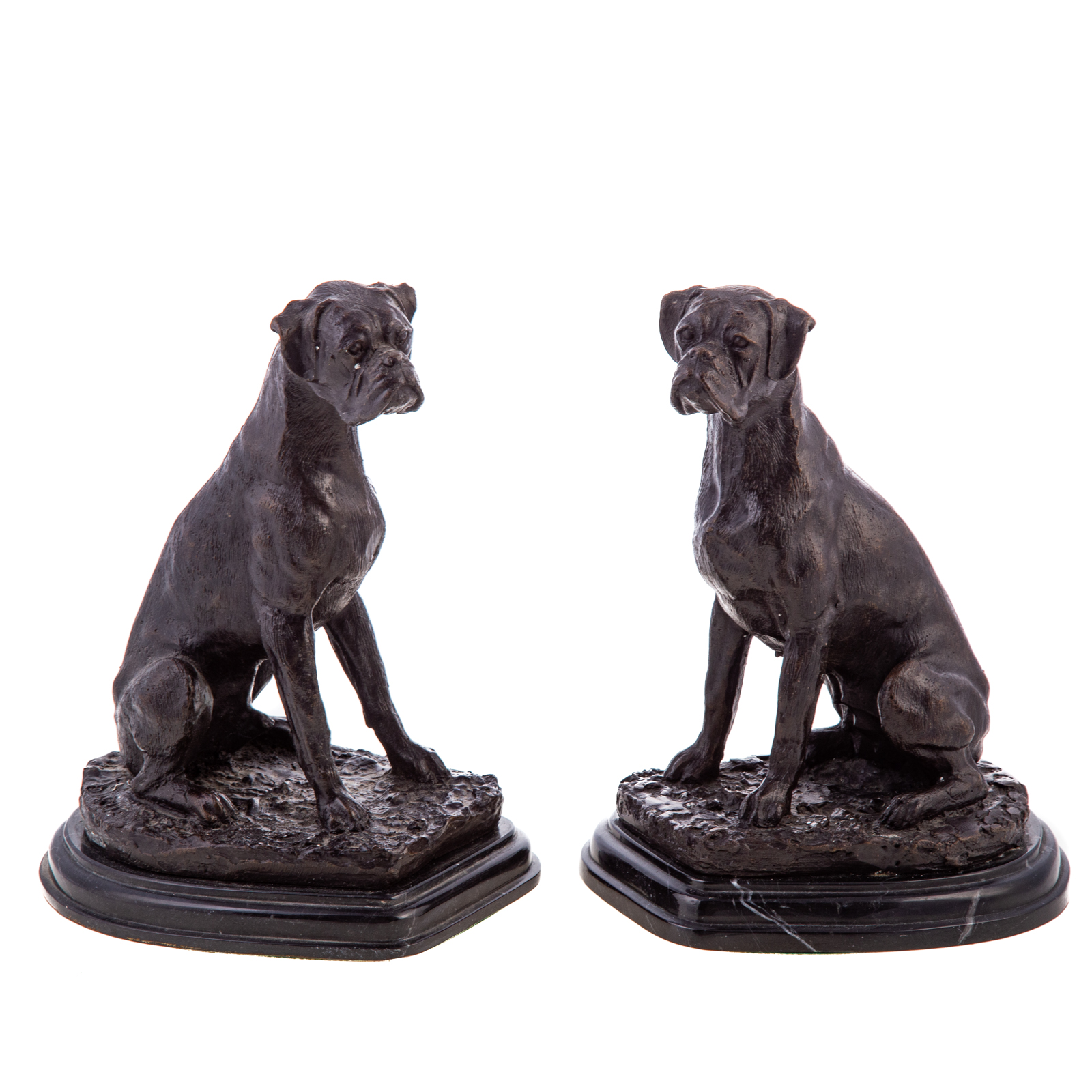 AFTER BARYE. PAIR OF BOXER DOGS