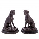 AFTER BARYE. PAIR OF BOXER DOG
