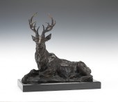 After Barye Seated Stag Stag.