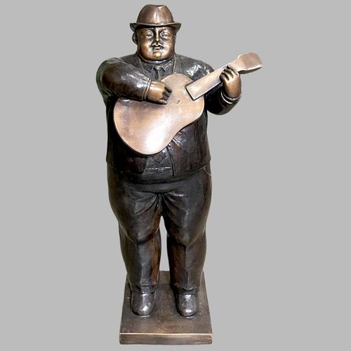 AFTER BOTERO MAN WITH GUITAR BRONZE