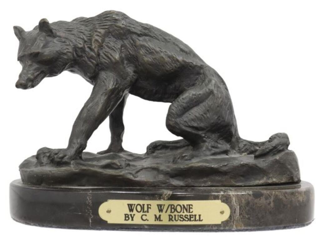 AFTER C.M. RUSSEL WOLF WITH BONE