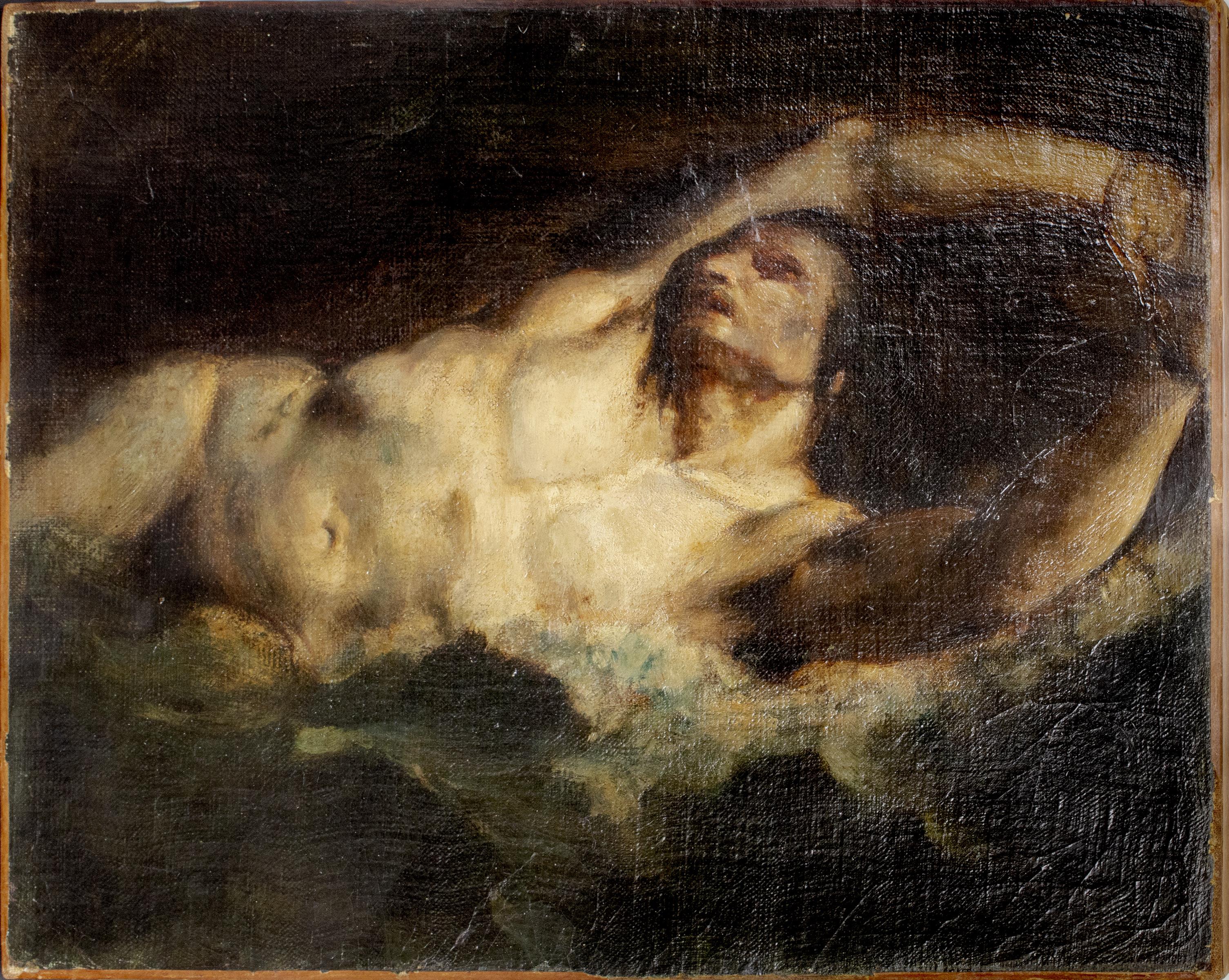 AFTER DELACROIX 'MALE NUDE' OIL