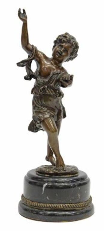 AFTER E. PLAT BRONZE SCULPTURE OF A