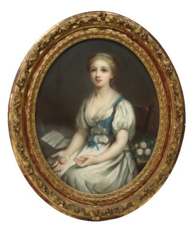AFTER GREUZE PASTEL DRAWING LA