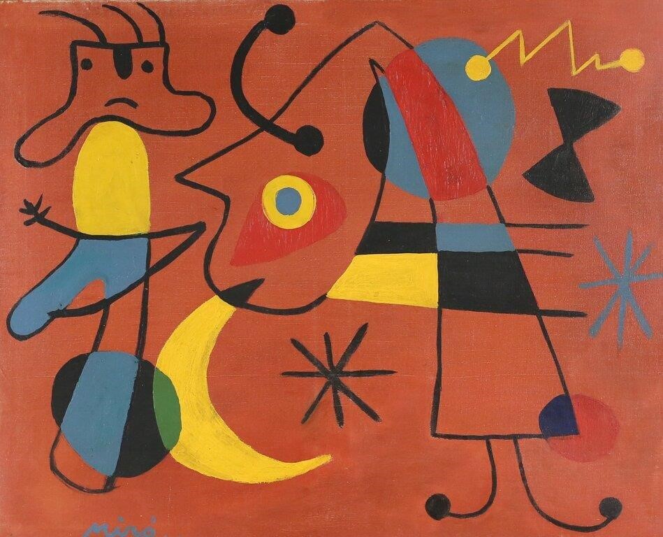 AFTER JOAN MIRO OIL ON CANVAS