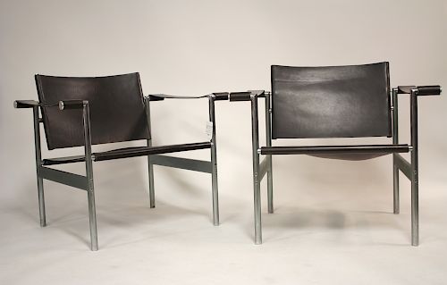 AFTER LE CORBUSIER, PAIR OF STEEL &