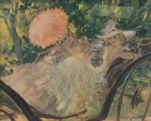 AFTER LOUIS ICART, TWO WOMEN,