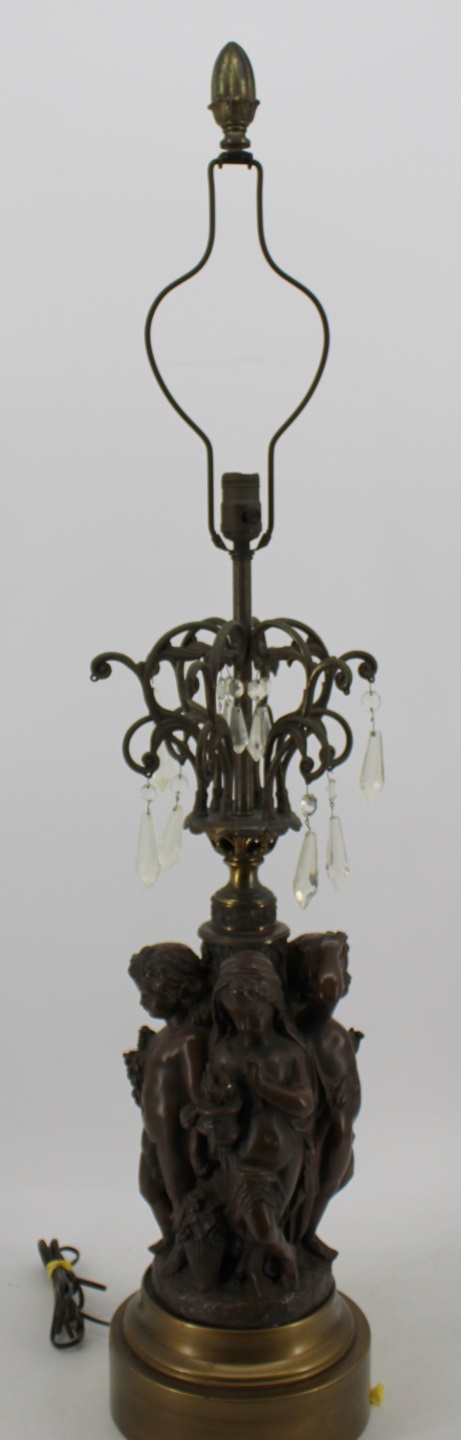 AFTER MOREAU BRONZE FIGURAL LAMP.