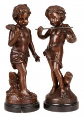AFTER MOREAU: PAIR OF BRONZE F