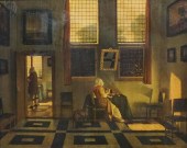 AFTER VERMEER, INTERIOR SCENE,