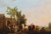 After Wouwermans oil on wooden
