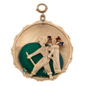 AGATE, 14K "GOLFER" PENDANT<br