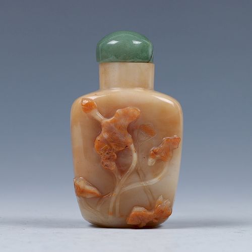 AGATE STONE LOTUS CARVED SNUFF