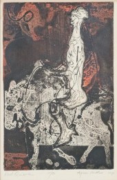 AGNES MILLS ETCHING RED QUIXOT