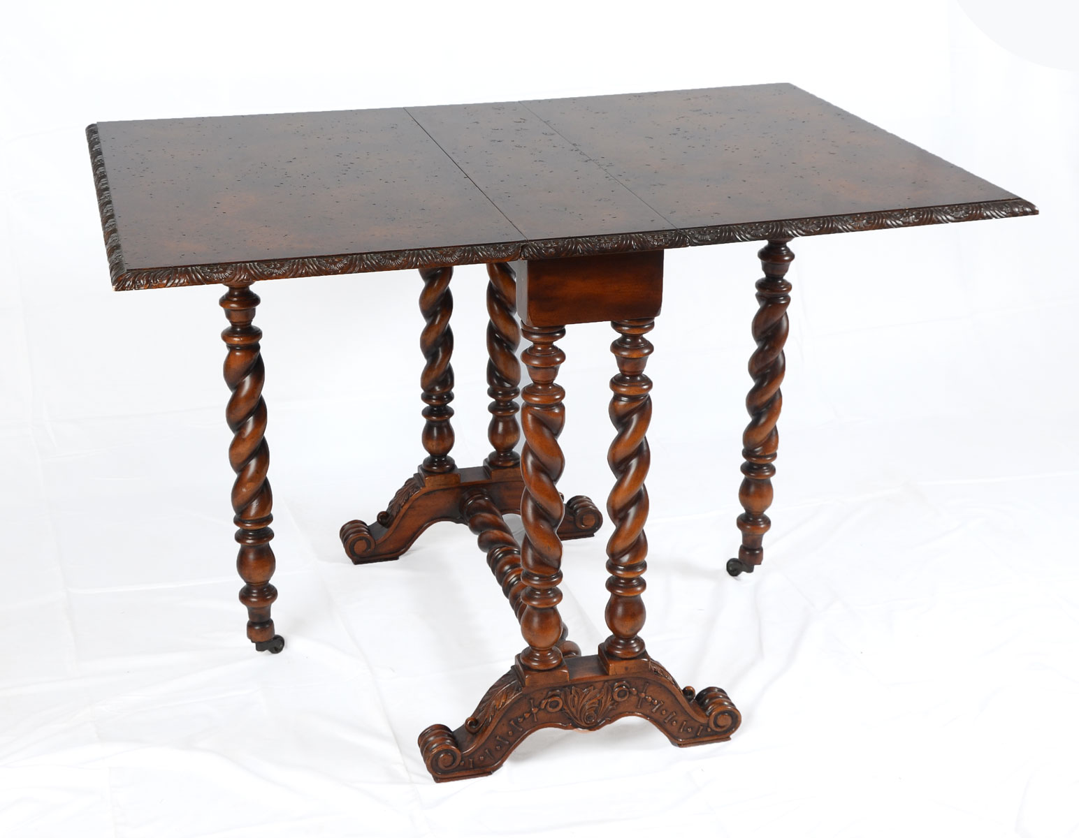 AGOSTINO BURLWOOD GATE LEG TABLE: