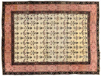 Agra rug, grid of floral designs on