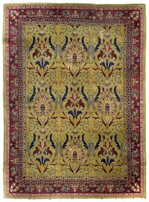 Agra rug, repeating vases of