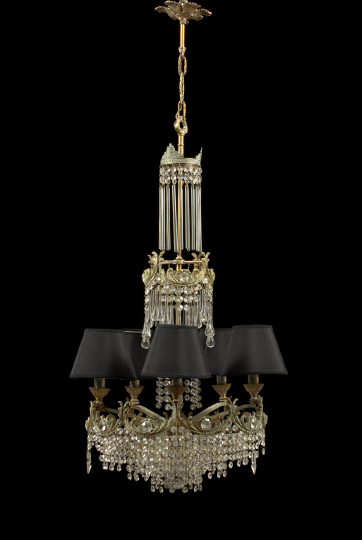 Airy French Brass and Cut Glass