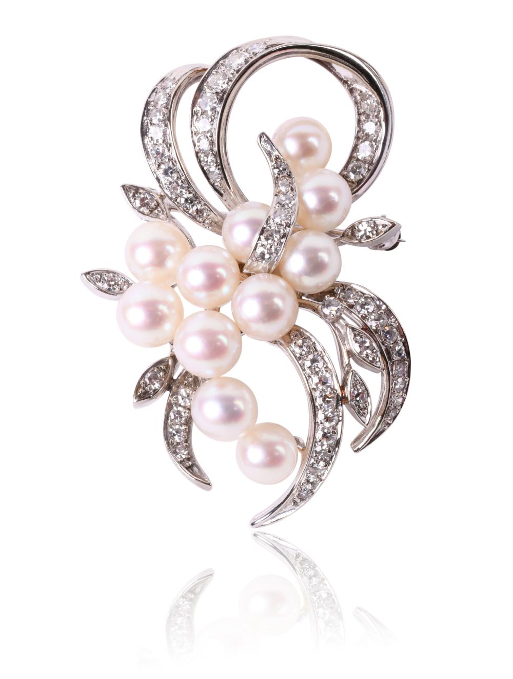 AKOYA PEARL AND DIAMOND 14K WHITE