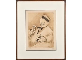 Al Hirschfeld etching, “W.C.