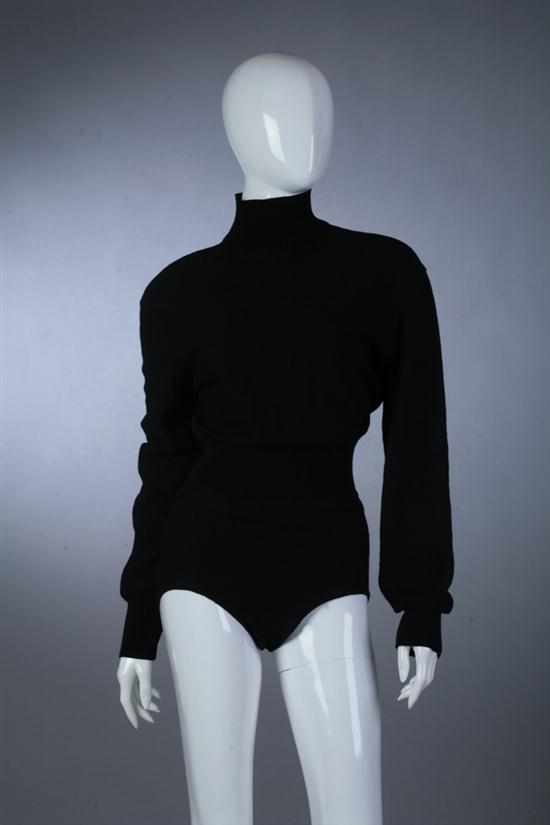 ALA?A BLACK WOOL BODYSUIT 1980s;