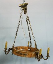 ALABASTER AND BRASS SIX-LIGHT