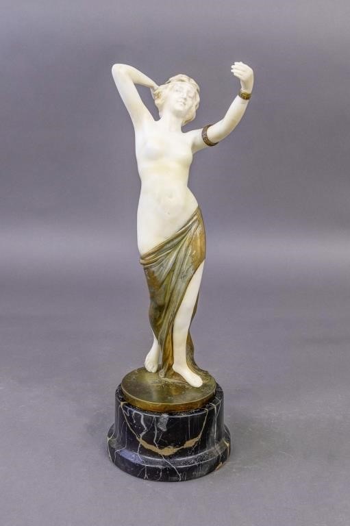 Alabaster and bronze finished metal