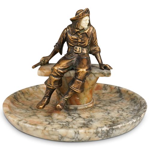 ALABASTER AND METAL FIGURAL