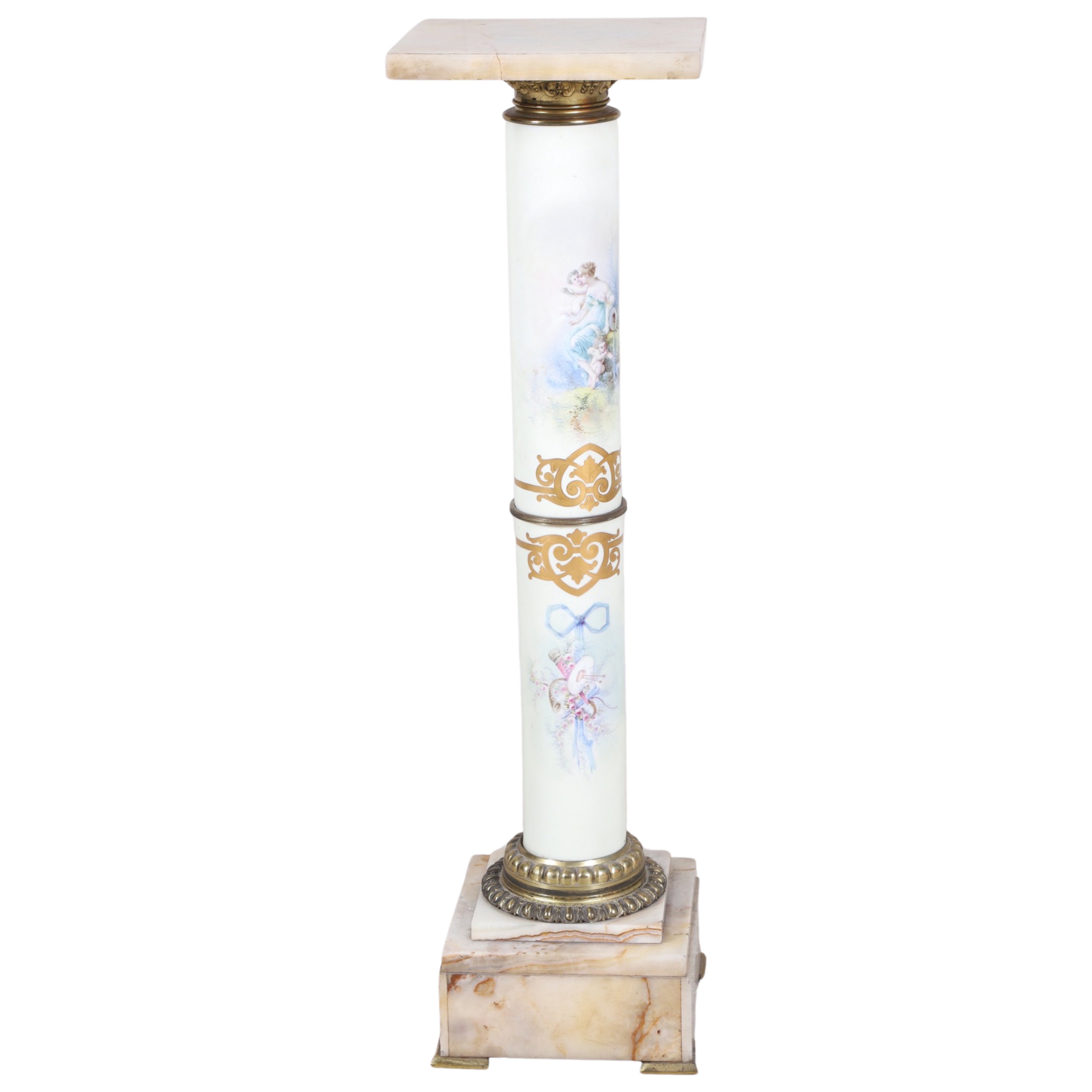 Alabaster and painted porcelain