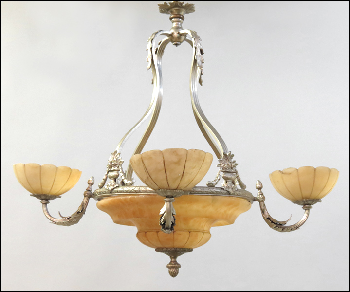 ALABASTER AND SILVER GILT BRONZE