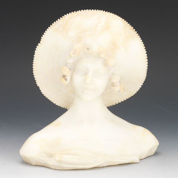 ALABASTER BUST OF A YOUNG MAIDEN 9"
