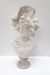 ALABASTER BUST OF A YOUNG WOMA