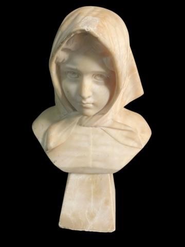 ALABASTER BUST OF WOMAN WITH